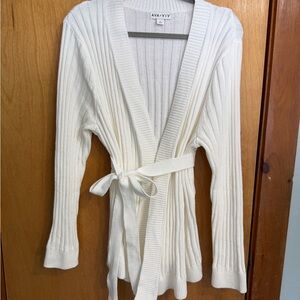 Ava & Viv Cream Ribbed Wrap Cardigan